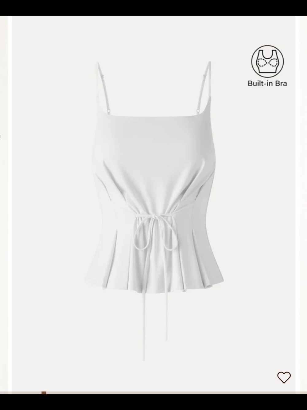 OGL White Tie-Front Peplum Tank with Built-In Bra